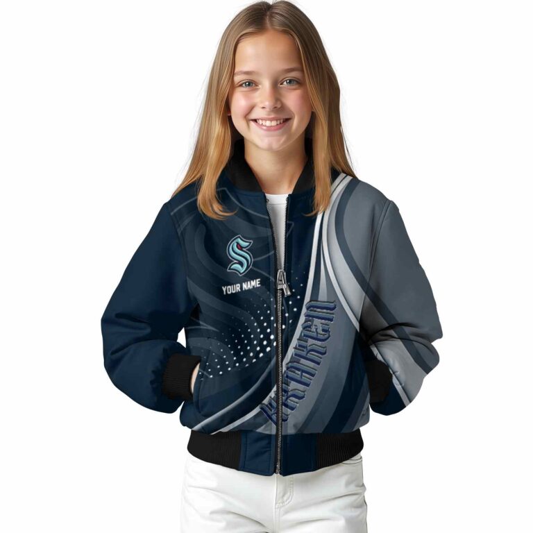 customized seattle kraken wave patterns blue jacket top rated
