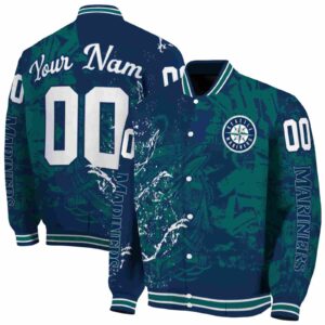 customized seattle mariners fishing art navy blue jacket fashion forward