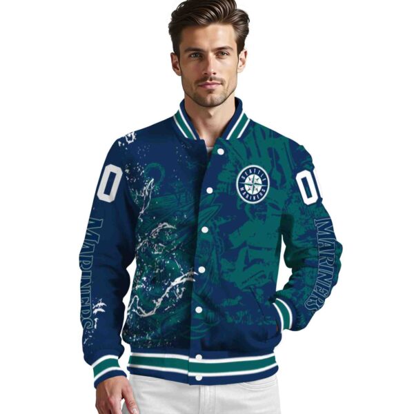 customized seattle mariners fishing art navy blue jacket high quality