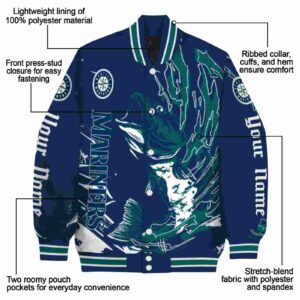 customized seattle mariners fishing passion navy blue white jacket new arrival