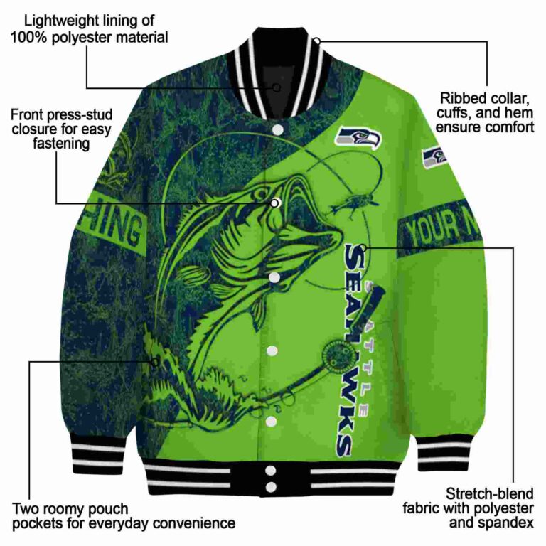 customized seattle seahawks fishing rod green jacket new arrival