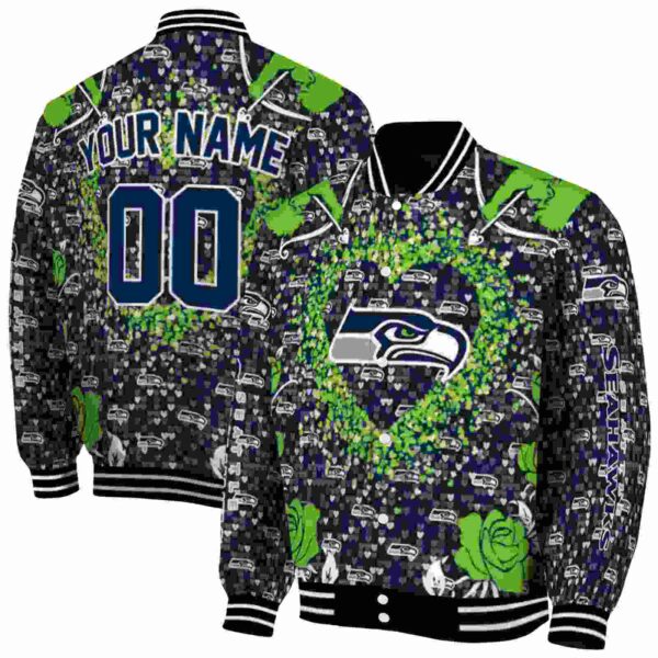 customized seattle seahawks heart explosion blue jacket fashion forward