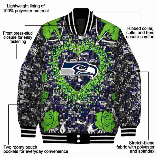 customized seattle seahawks heart explosion blue jacket new arrival