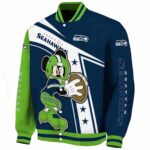 customized seattle seahawks mickey football blue white jacket best selling