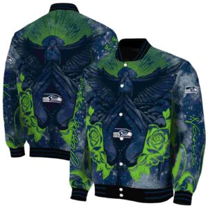 customized seattle seahawks praying hands blue jacket fashion forward