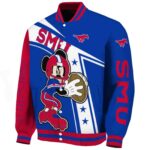 customized smu mustangs mickey football blue white jacket best selling