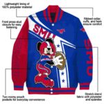 customized smu mustangs mickey football blue white jacket best selling