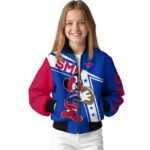 customized smu mustangs mickey football blue white jacket best selling