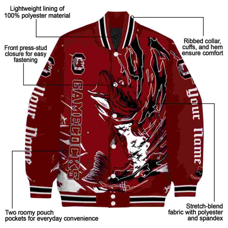 customized south carolina gamecocks fishing passion garnet white jacket new arrival