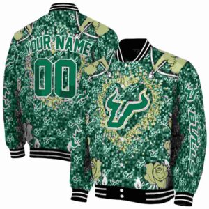 customized south florida bulls heart explosion green jacket fashion forward