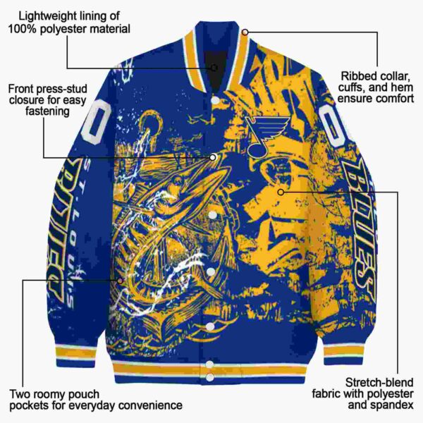 customized st louis blues fishing art blue jacket new arrival
