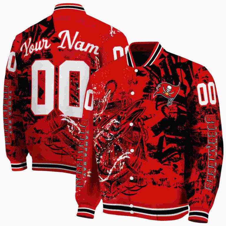 customized tampa bay buccaneers fishing art red jacket fashion forward