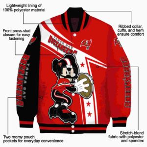 customized tampa bay buccaneers mickey football red white jacket new arrival
