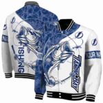 customized tampa bay lightning fishing rod white jacket best selling