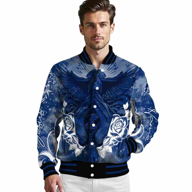 customized tampa bay lightning praying hands blue jacket high quality