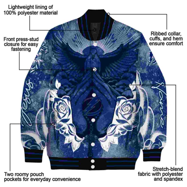 customized tampa bay lightning praying hands blue jacket new arrival