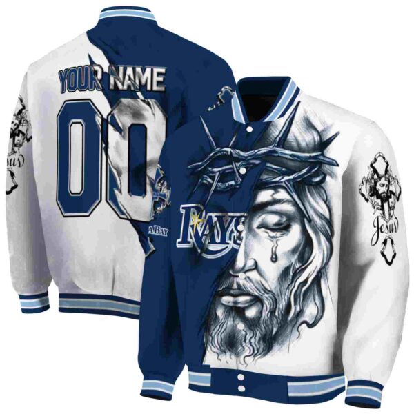 customized tampa bay rays jesus tears navy white jacket fashion forward
