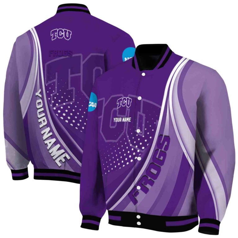customized tcu horned frogs wave patterns purple jacket fashion forward