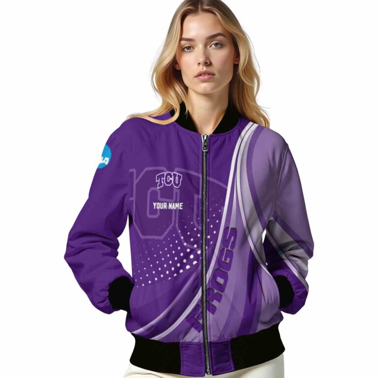 customized tcu horned frogs wave patterns purple jacket latest model