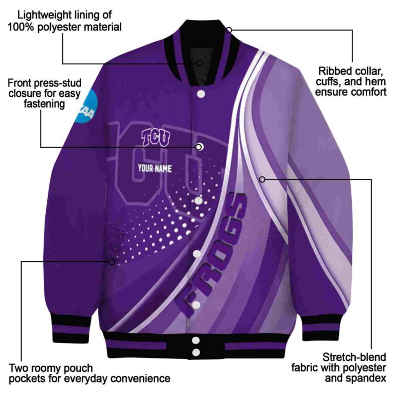 customized tcu horned frogs wave patterns purple jacket new arrival