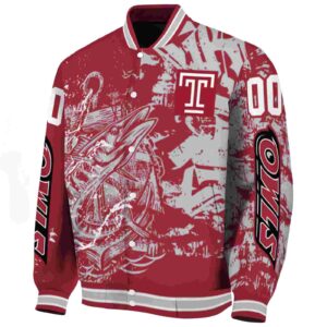 customized temple owls fishing art red jacket best selling