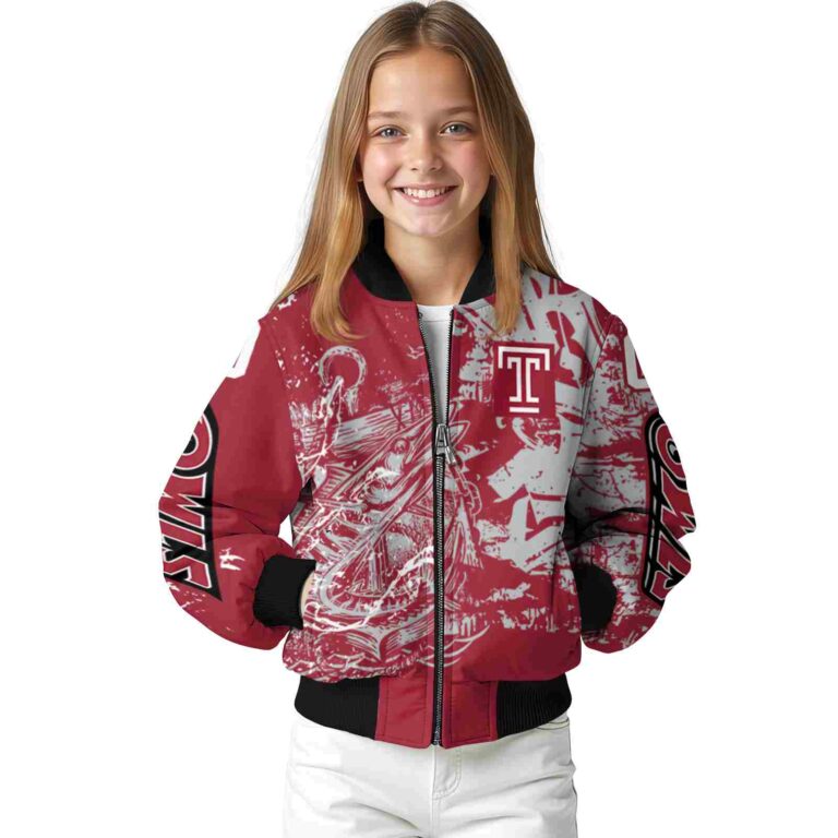 customized temple owls fishing art red jacket top rated