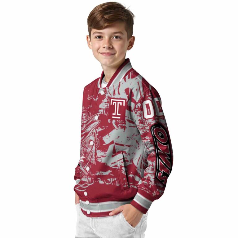 customized temple owls fishing art red jacket trendy