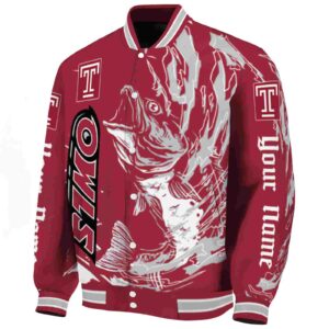 customized temple owls fishing passion red white jacket best selling