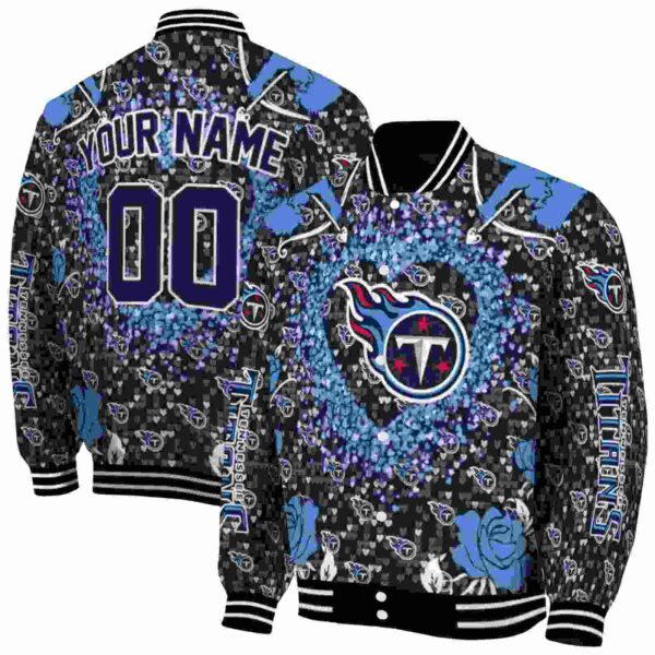 customized tennessee titans heart explosion navy jacket fashion forward