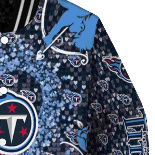 customized tennessee titans heart explosion navy jacket premium grade