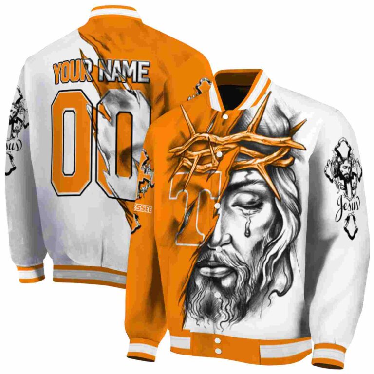 customized tennessee volunteers jesus tears orange white jacket fashion forward
