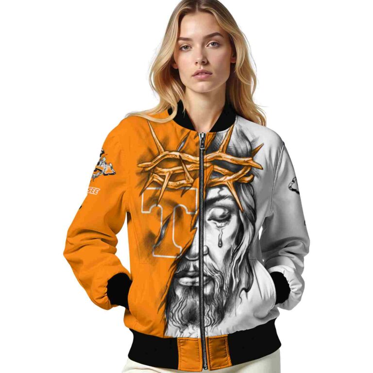 customized tennessee volunteers jesus tears orange white jacket latest model