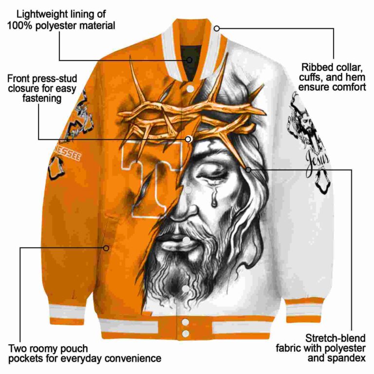 customized tennessee volunteers jesus tears orange white jacket new arrival