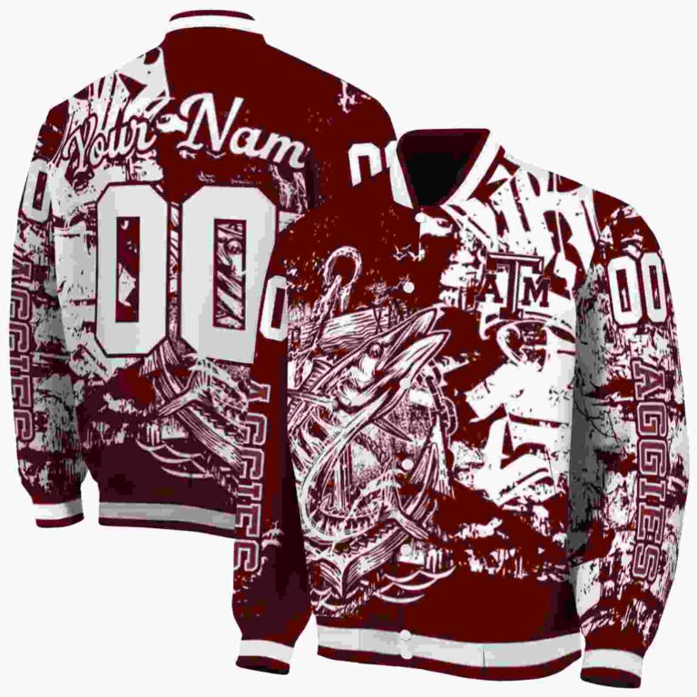 customized texas am aggies fishing art maroon jacket fashion forward