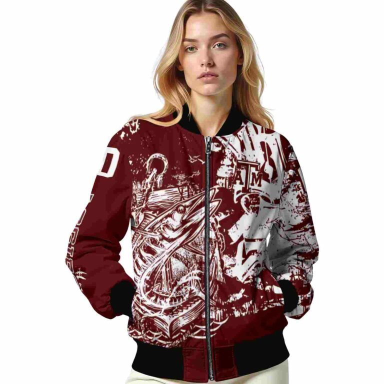 customized texas am aggies fishing art maroon jacket latest model