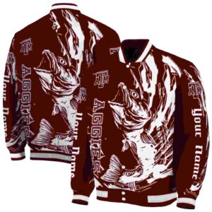 customized texas am aggies fishing passion maroon white jacket fashion forward