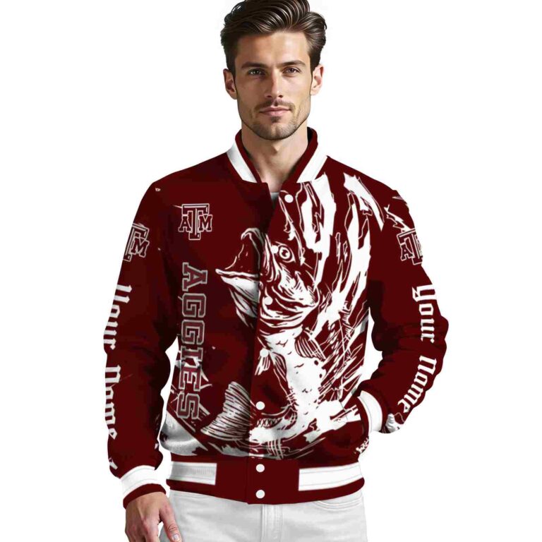 customized texas am aggies fishing passion maroon white jacket high quality