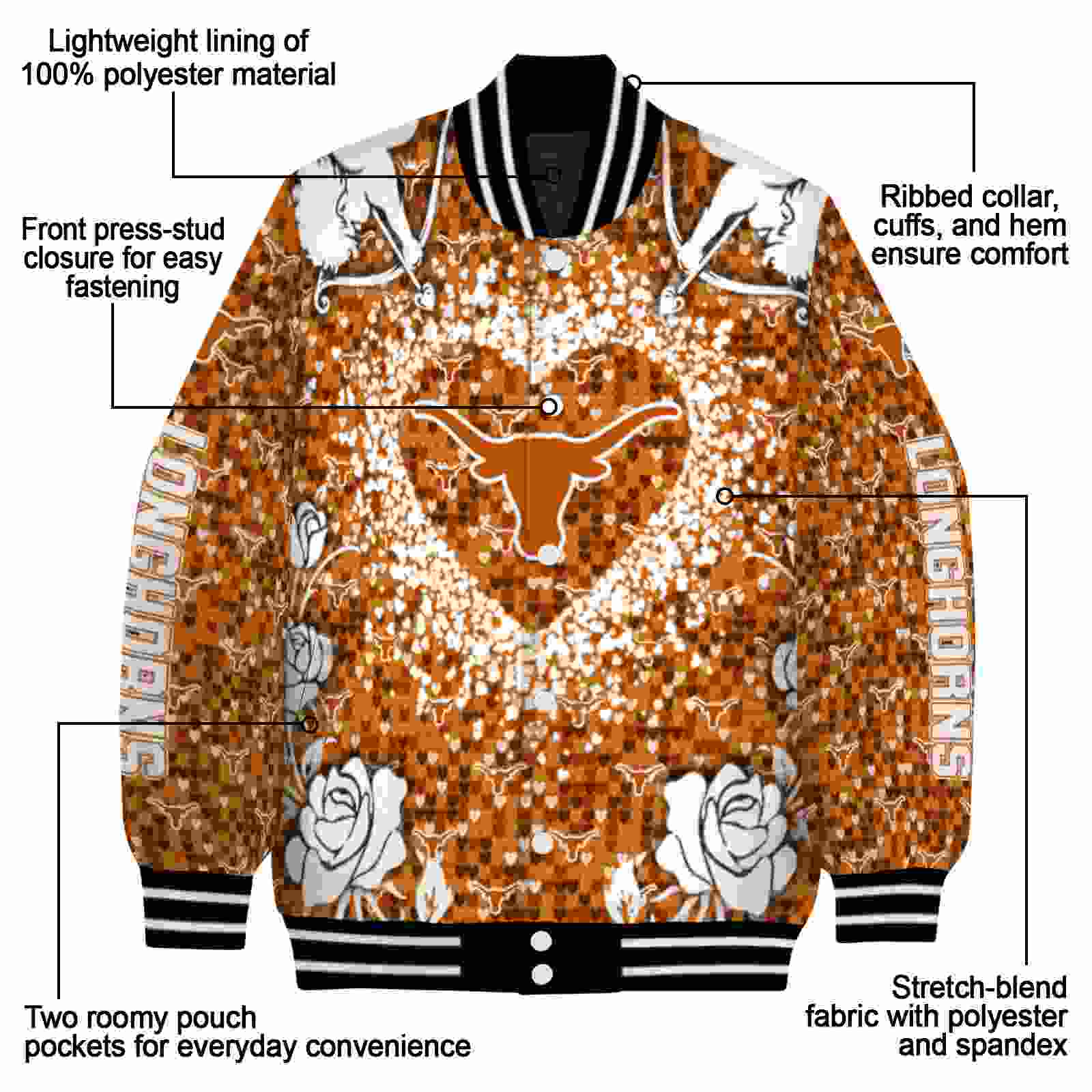 customized texas longhorns heart explosion orange jacket new arrival customized texas longhorns heart explosion orange jacket new arrival