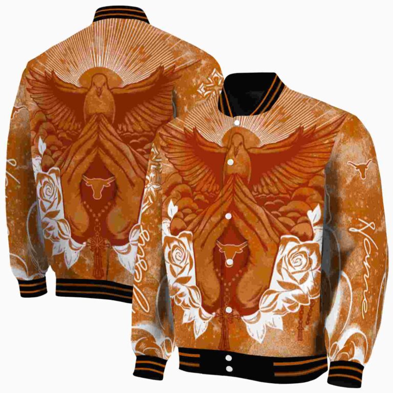 customized texas longhorns praying hands orange jacket fashion forward