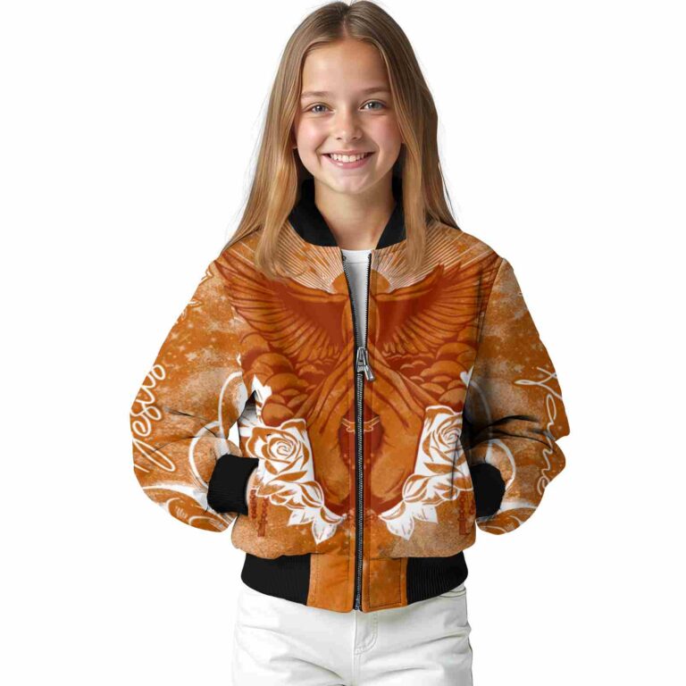 customized texas longhorns praying hands orange jacket top rated