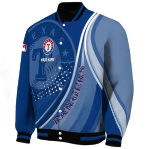 customized texas rangers wave patterns blue jacket best selling