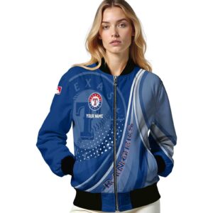 customized texas rangers wave patterns blue jacket latest model