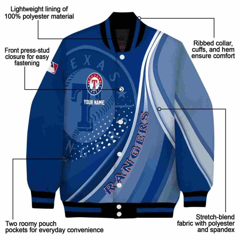 customized texas rangers wave patterns blue jacket new arrival