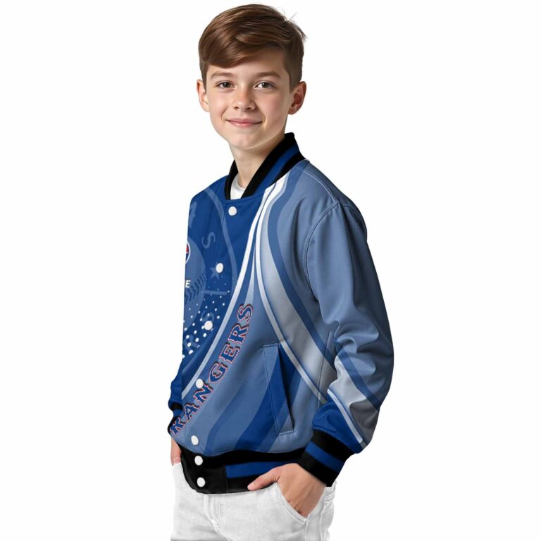 customized texas rangers wave patterns blue jacket trendy