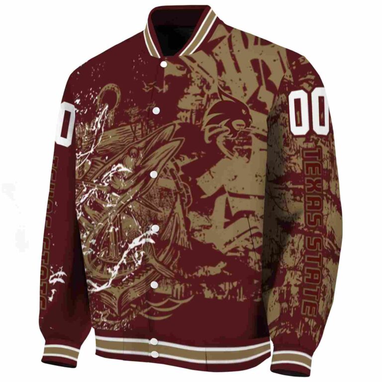 customized texas state bobcats fishing art maroon jacket best selling