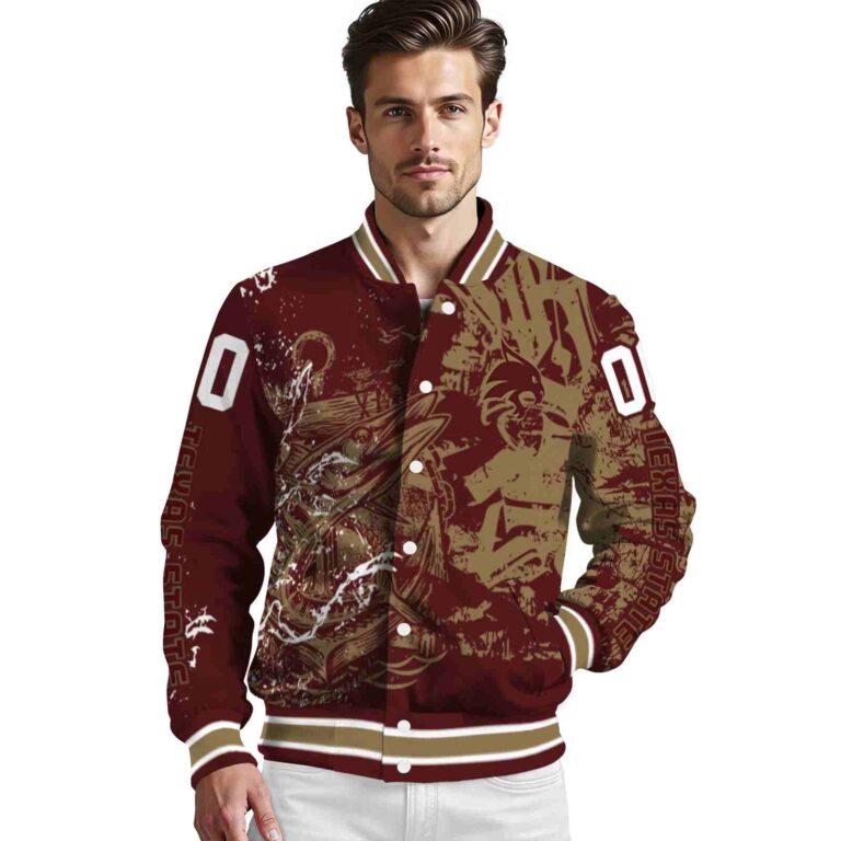 customized texas state bobcats fishing art maroon jacket high quality