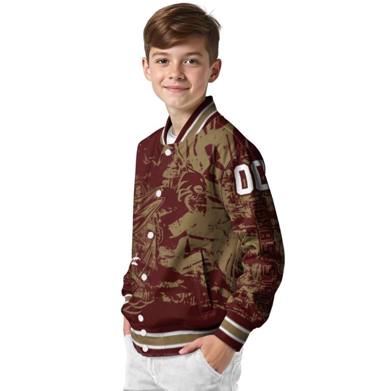 customized texas state bobcats fishing art maroon jacket trendy