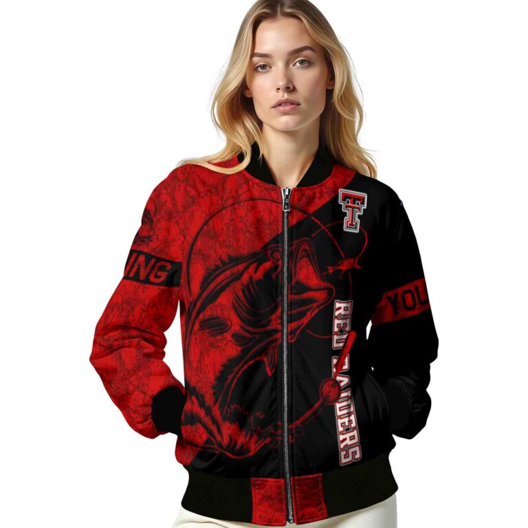 customized texas tech red raiders fishing rod black jacket latest model
