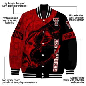 customized texas tech red raiders fishing rod black jacket new arrival