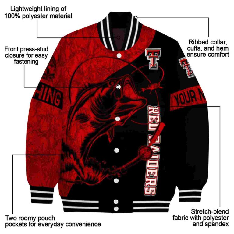 customized texas tech red raiders fishing rod black jacket new arrival